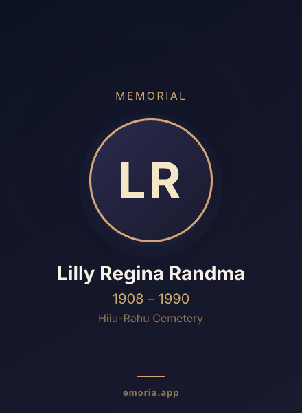 Memorial portrait of Lilly Regina Randma