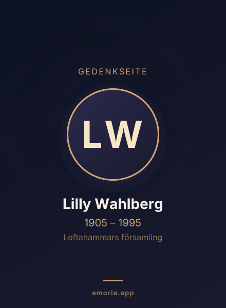 Gedenkportrait von Lilly Wahlberg