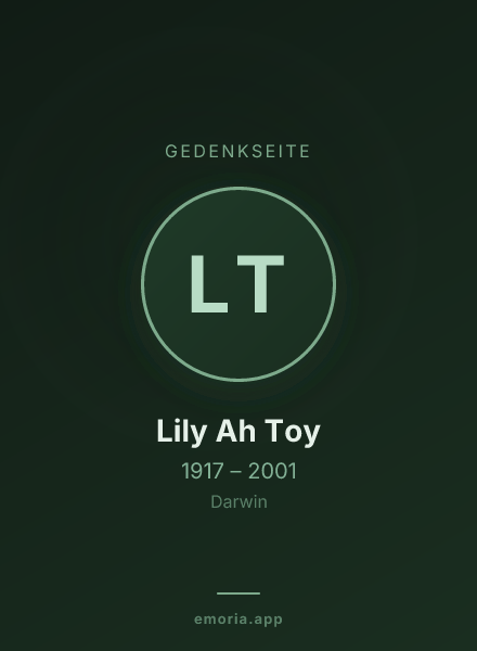 Gedenkportrait von Lily Ah Toy