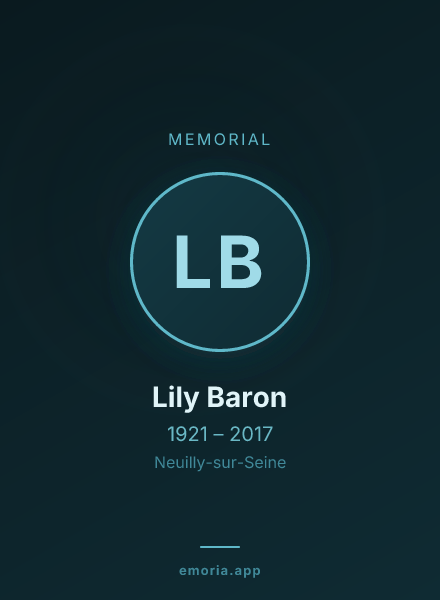 Memorial portrait of Lily Baron