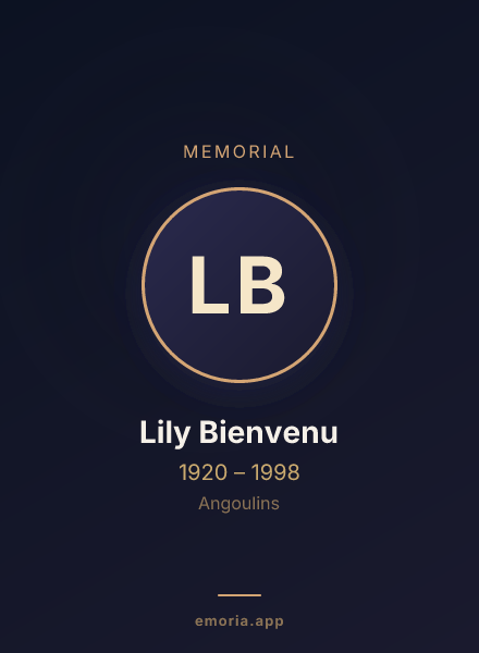 Memorial portrait of Lily Bienvenu