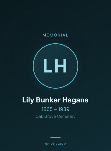 Memorial portrait of Lily Bunker Hagans