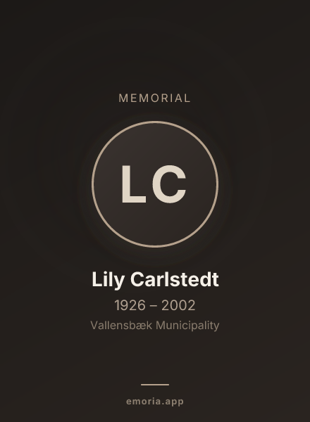 Memorial portrait of Lily Carlstedt