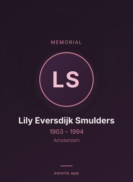 Memorial portrait of Lily Eversdijk Smulders