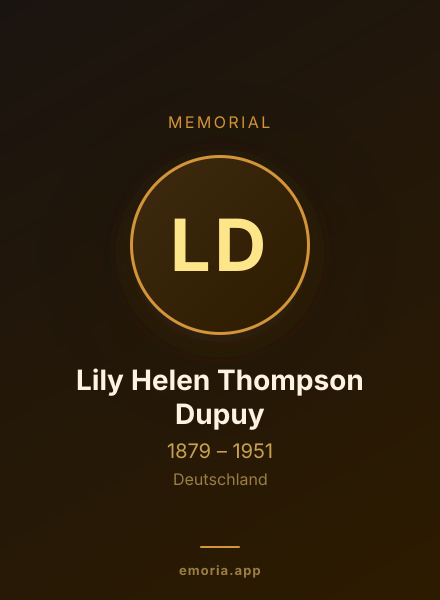 Memorial portrait of Lily Helen Thompson Dupuy