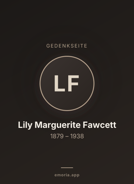 Gedenkportrait von Lily Marguerite Fawcett