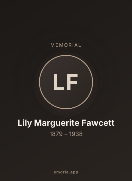 Memorial portrait of Lily Marguerite Fawcett