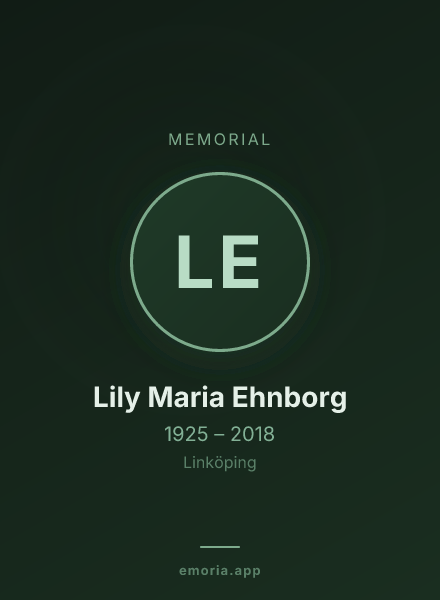 Memorial portrait of Lily Maria Ehnborg
