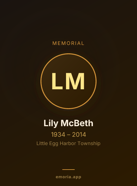 Memorial portrait of Lily McBeth