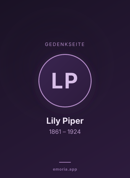Gedenkportrait von Lily Piper