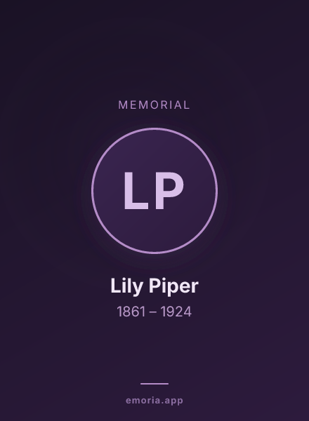 Memorial portrait of Lily Piper