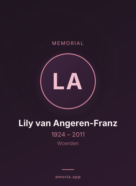 Memorial portrait of Lily van Angeren-Franz