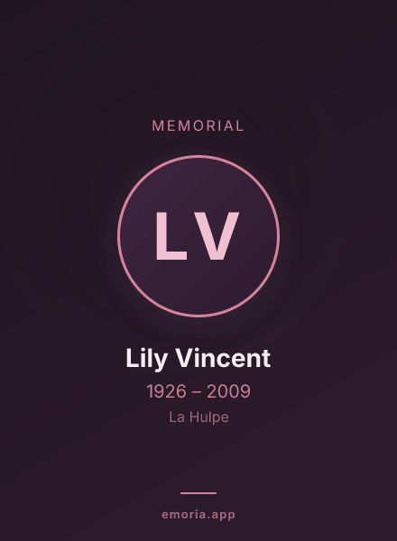 Memorial portrait of Lily Vincent