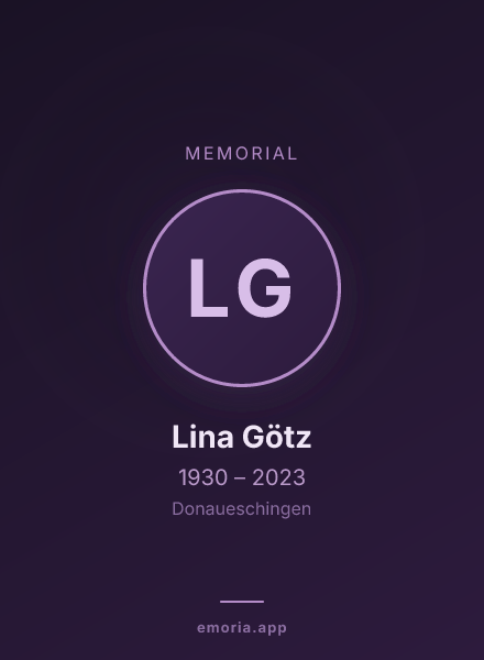 Memorial portrait of Lina Götz
