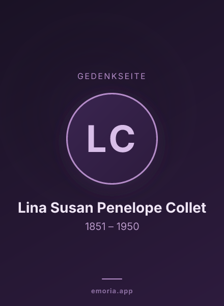 Gedenkportrait von Lina Susan Penelope Collet