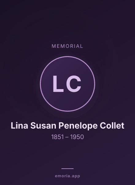 Memorial portrait of Lina Susan Penelope Collet
