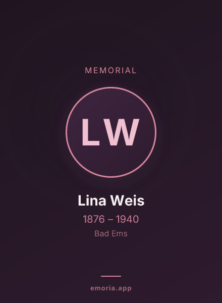 Memorial portrait of Lina Weis