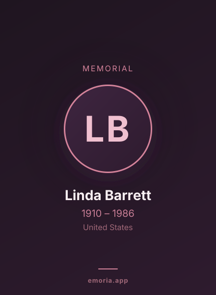 Memorial portrait of Linda Barrett