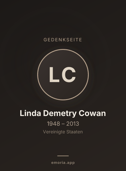 Gedenkportrait von Linda Demetry Cowan