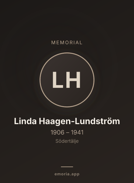 Memorial portrait of Linda Haagen-Lundström