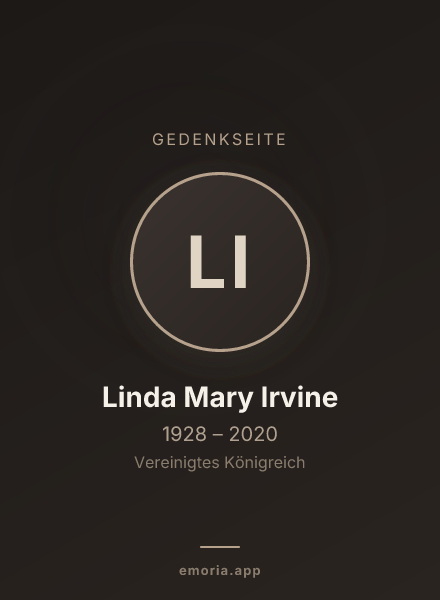 Gedenkportrait von Linda Mary Irvine