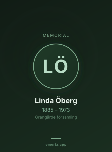 Memorial portrait of Linda Öberg