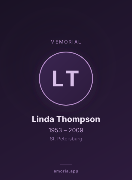 Memorial portrait of Linda Thompson