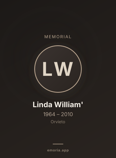 Memorial portrait of Linda William'