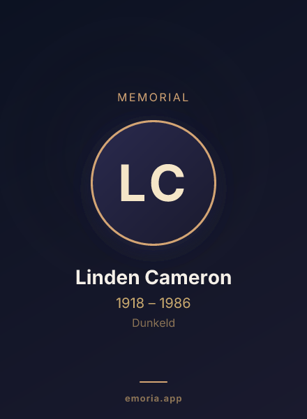 Memorial portrait of Linden Cameron