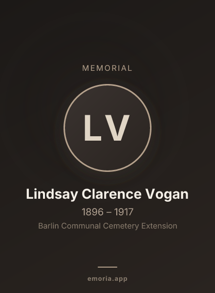 Memorial portrait of Lindsay Clarence Vogan