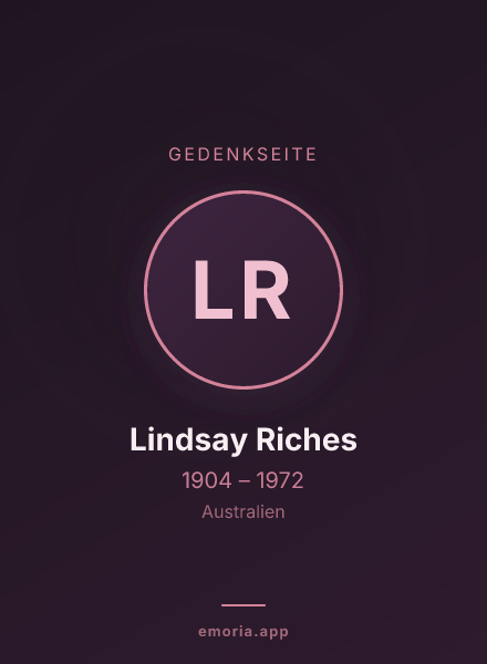 Gedenkportrait von Lindsay Riches