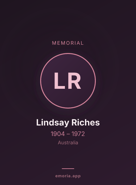 Memorial portrait of Lindsay Riches