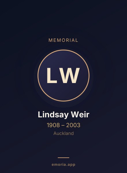 Memorial portrait of Lindsay Weir