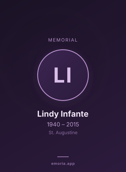 Memorial portrait of Lindy Infante