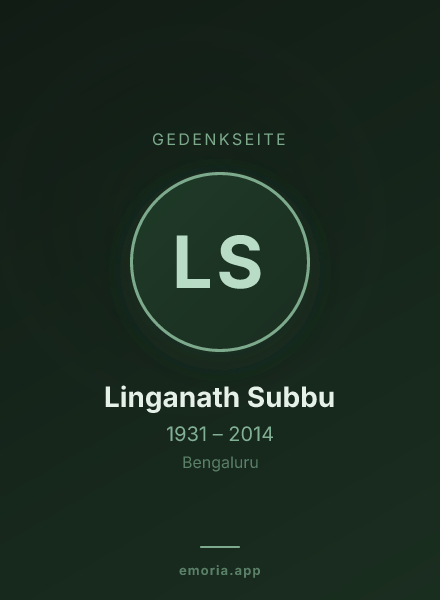 Gedenkportrait von Linganath Subbu