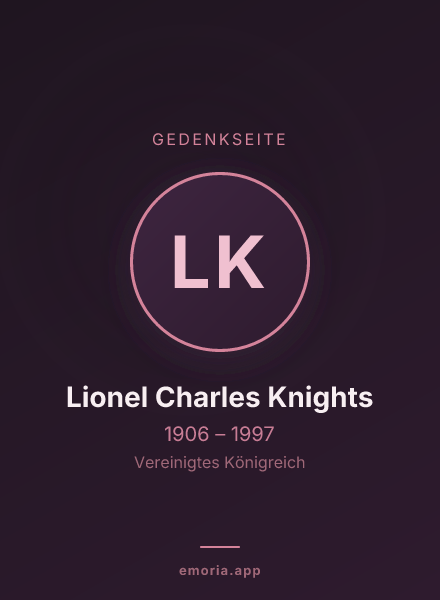 Gedenkportrait von Lionel Charles Knights