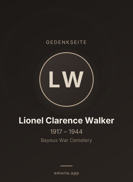 Gedenkportrait von Lionel Clarence Walker