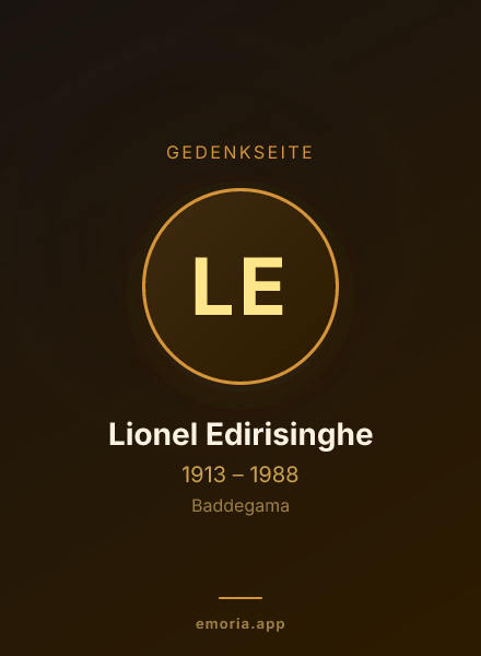 Gedenkportrait von Lionel Edirisinghe