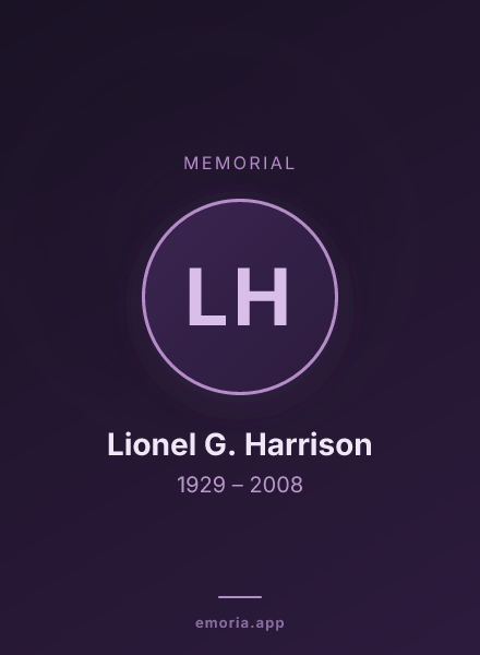 Memorial portrait of Lionel G. Harrison