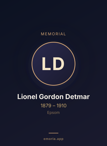 Memorial portrait of Lionel Gordon Detmar