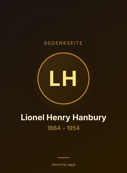 Gedenkportrait von Lionel Henry Hanbury