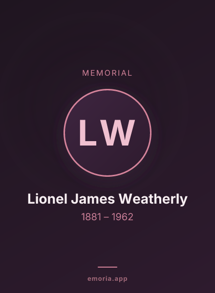 Memorial portrait of Lionel James Weatherly
