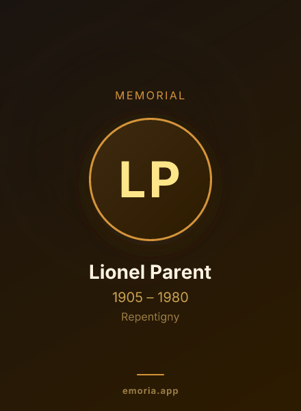Memorial portrait of Lionel Parent