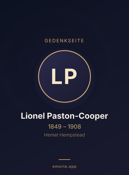 Gedenkportrait von Lionel Paston-Cooper