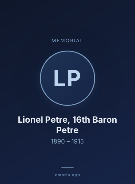 Memorial portrait of Lionel Petre, 16th Baron Petre