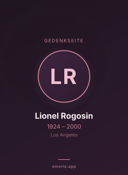 Gedenkportrait von Lionel Rogosin