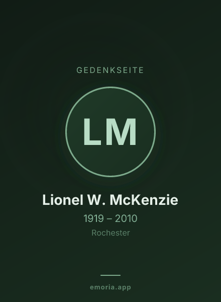 Gedenkportrait von Lionel W. McKenzie