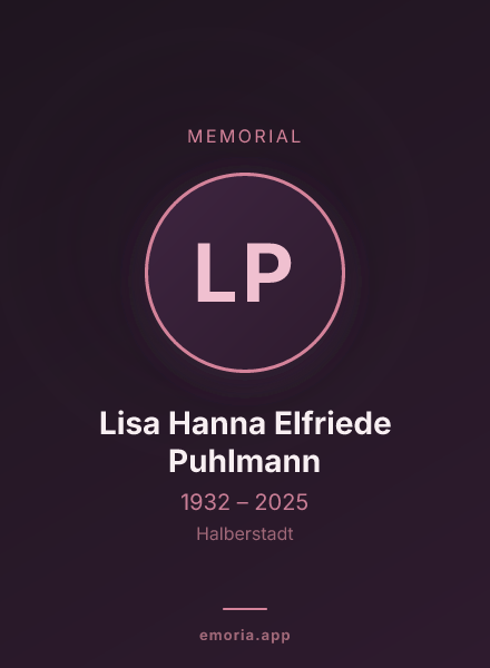 Memorial portrait of Lisa Hanna Elfriede Puhlmann