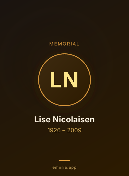 Memorial portrait of Lise Nicolaisen