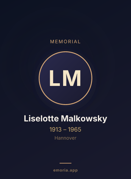Memorial portrait of Liselotte Malkowsky